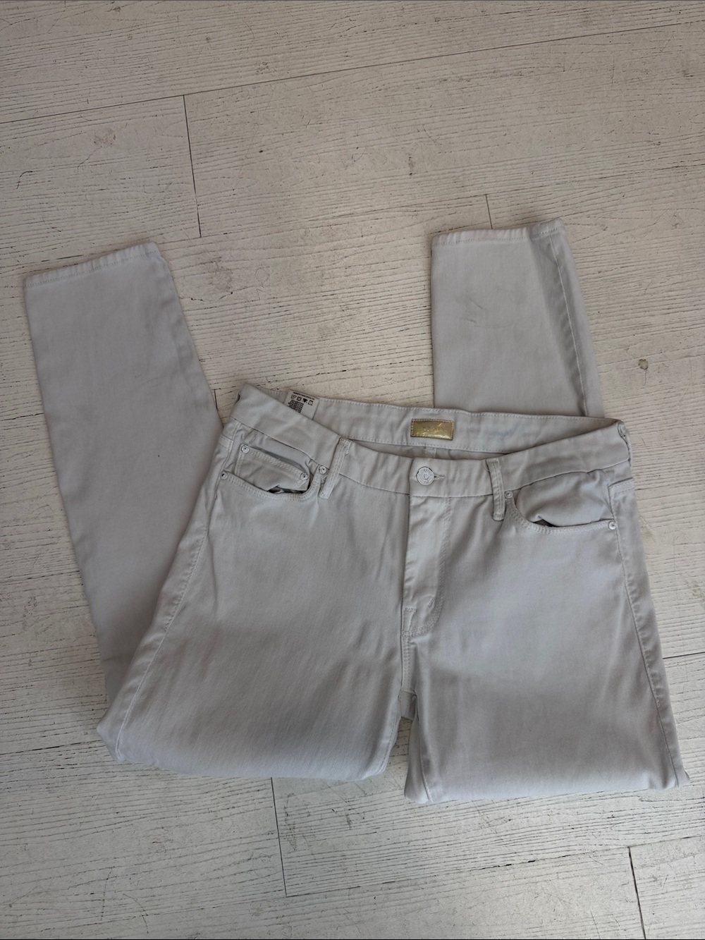 Mother Women's Light Gray Stretch Jeans - Classic Five-Pocket